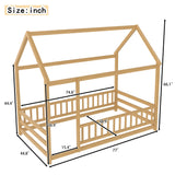 Twin Natural Pine Wood House Frame Floor Bed - Omega Lifestyles