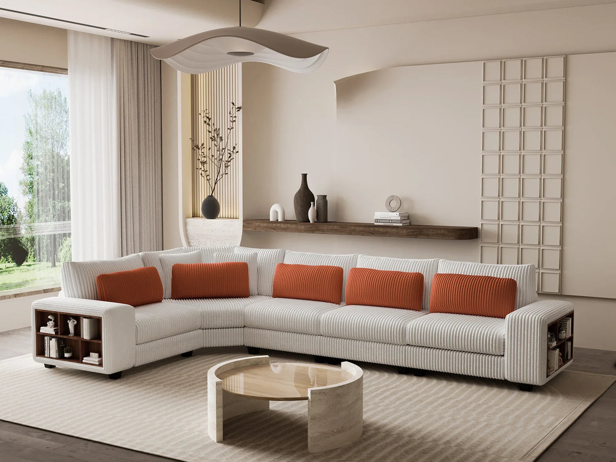Modern Soft Fabric 5-Seat L-Shaped Sectional Sofa - Omega Lifestyles