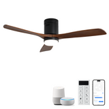52-Inch Modern Walnut Wood Ceiling Fan With Light