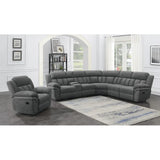 Charcoal Upholstered Glider Recliner With Cushioned Arms - Omega Lifestyles