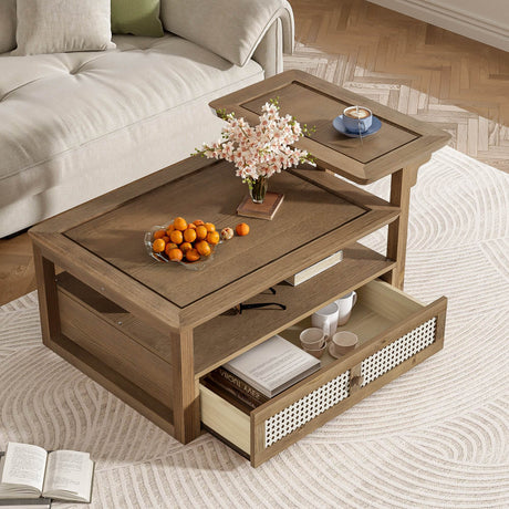 Modern Dark Brown MDF Coffee Table With Storage Drawer - Sleep Galleria