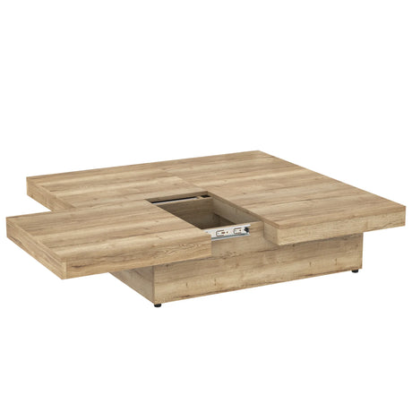 Square Storage Coffee Table Sliding Top Natural Veneer - Omega Lifestyles