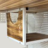Spacious Fir Wood Iron Frame Tempered Glass Cat House - Sleep Galleria