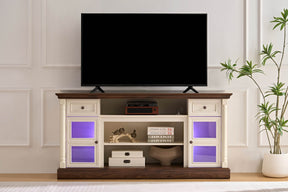 Farmhouse Fireplace TV Stand With LED Lighting - Omega Lifestyles