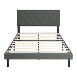 Twin Upholstered Linen Platform Bed Frame With Headboard - Omega Lifestyles