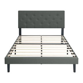 Twin Upholstered Linen Platform Bed Frame With Headboard - Omega Lifestyles
