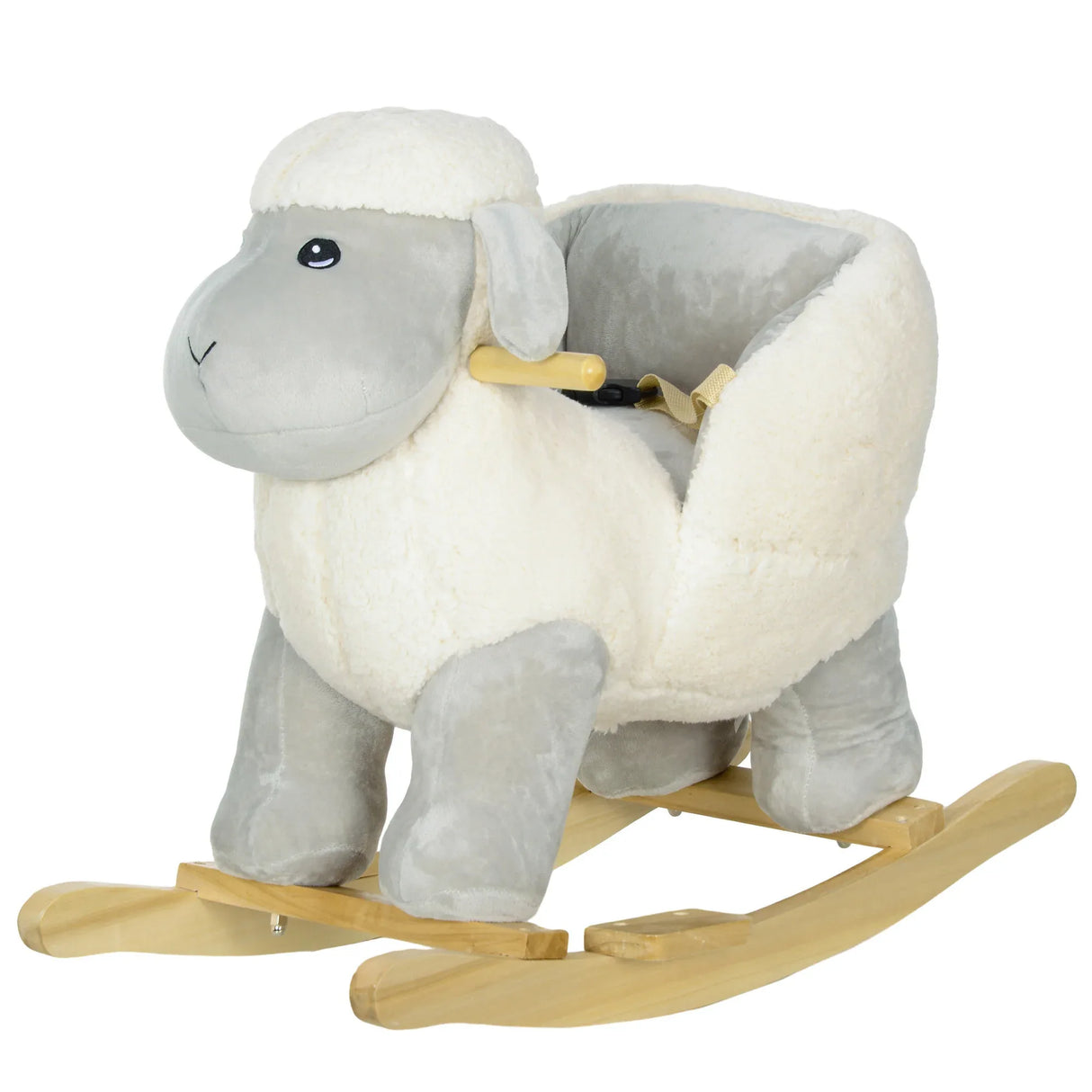 Plush Lamb Toddler Rocking Horse With Safety Belt - Omega Lifestyles