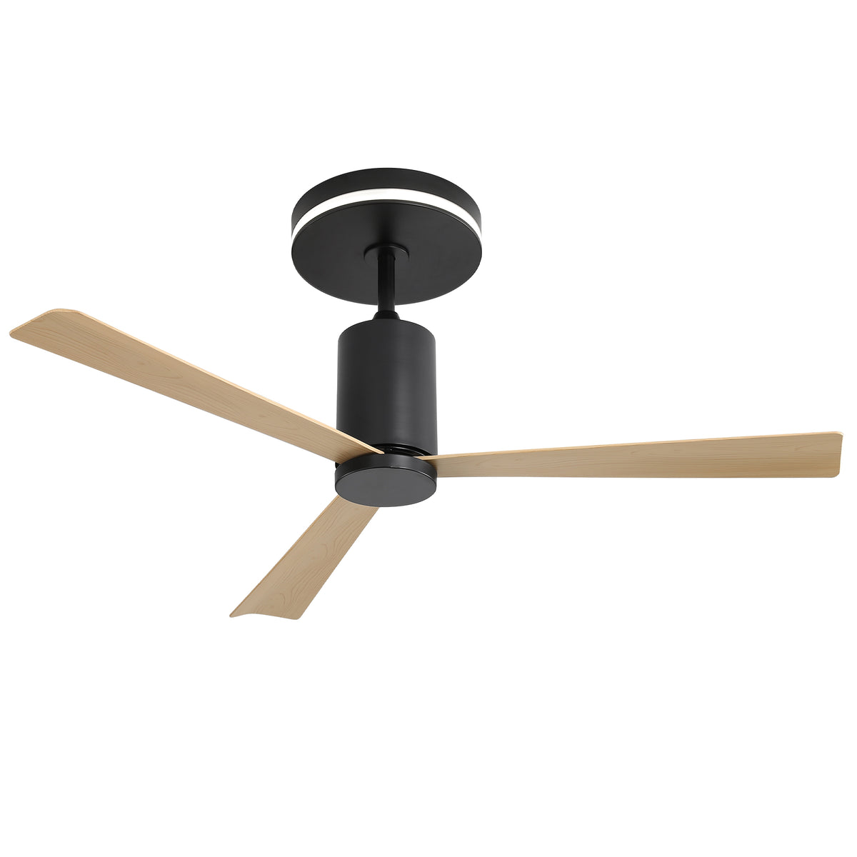 52-Inch Modern Matte Black Ceiling Fan With Light