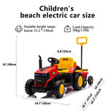 12V Kids Electric Ride On Tractor With Trailer and Lights - Omega Lifestyles