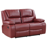 Red Upholstered Motion Reclining Loveseat - Omega Lifestyles