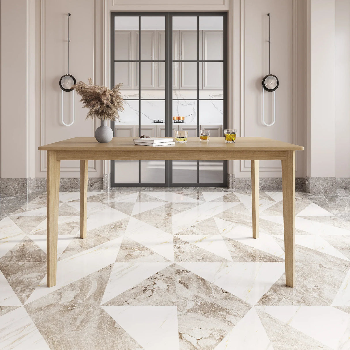 Solid Wood Natural Finish Dining Table And Chair Set - Omega Lifestyles