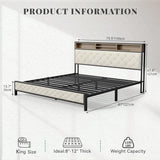 King Size Platform Bed Frame With Charging Station - Omega Lifestyles