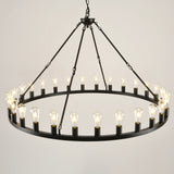 Large 53 Inch Matte Black Wagon Wheel Chandelier - Omega Lifestyles