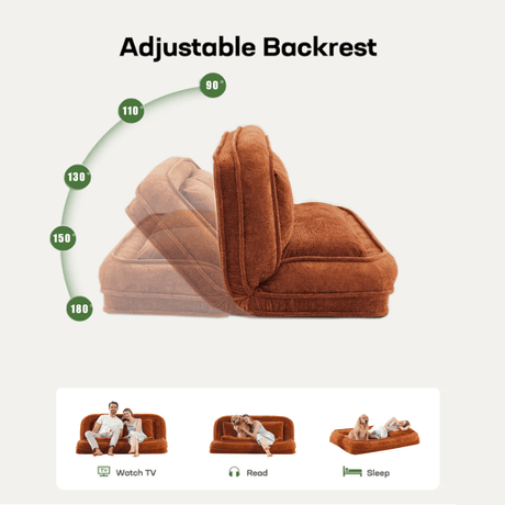 Convertible Adjustable Position Chenille Lazy Loveseat Sofa - Sleep Galleria