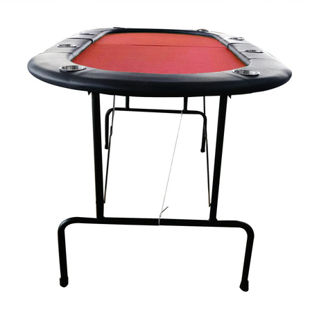 Foldable 73-Inch Red Wood Poker Table With Cup Holders - Omega Lifestyles