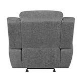Charcoal Upholstered Glider Recliner With Cushioned Arms - Omega Lifestyles