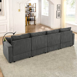 Modern U-Shaped Corduroy 6-Seat Sofa With Ottomans - Omega Lifestyles
