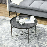 Pewter Metal 24-Inch Round Coffee Table - Omega Lifestyles