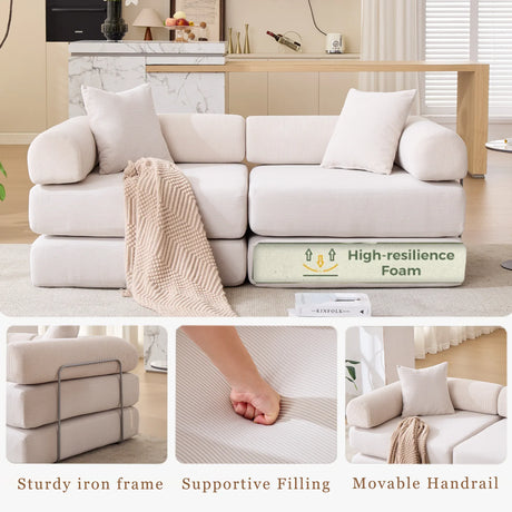 Modular Folding Corduroy Convertible Sofa Bed - Omega Lifestyles