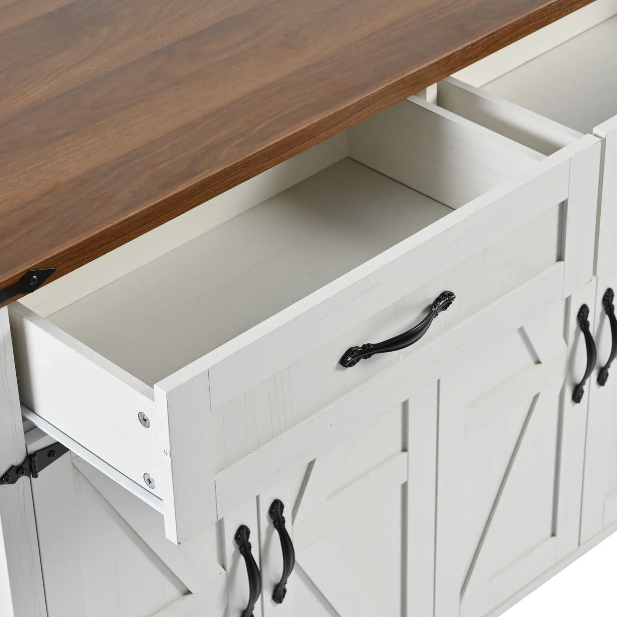 Farmhouse Style Rolling Kitchen Island With Power Outlet - Omega Lifestyles