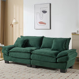 Green Corduroy Upholstered Sofa Loveseat With Pillows