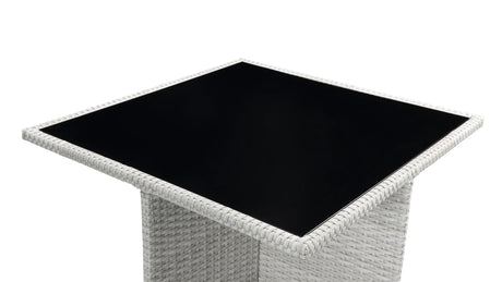 9-Piece Blue Fabric Wicker Outdoor Bistro Dining Set - Omega Lifestyles