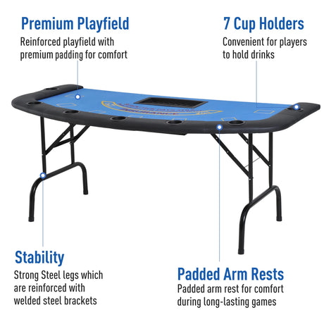 Foldable Half-Shape Blackjack Poker Table With Cup Holders - Omega Lifestyles