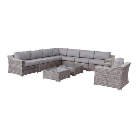 Fully Assembled 10-Piece Gray Wicker Patio Seating Group - Omega Lifestyles