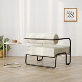 Beige Corduroy Iron Frame Living Room Accent Chair - Omega Lifestyles