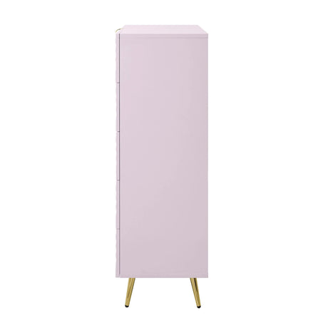 Pink High Gloss Wave Pattern 5-Drawer Chest - Omega Lifestyles