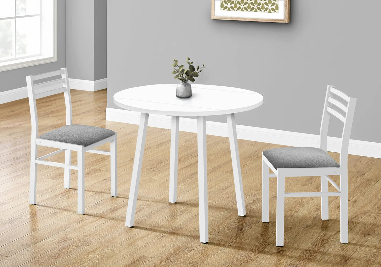 Contemporary 3-Piece White Laminate Dining Table Set - Omega Lifestyles