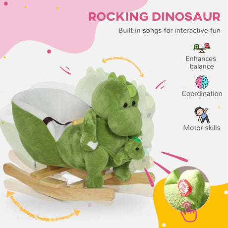Toddler Plush Dinosaur Rocking Horse With Songs - Omega Lifestyles
