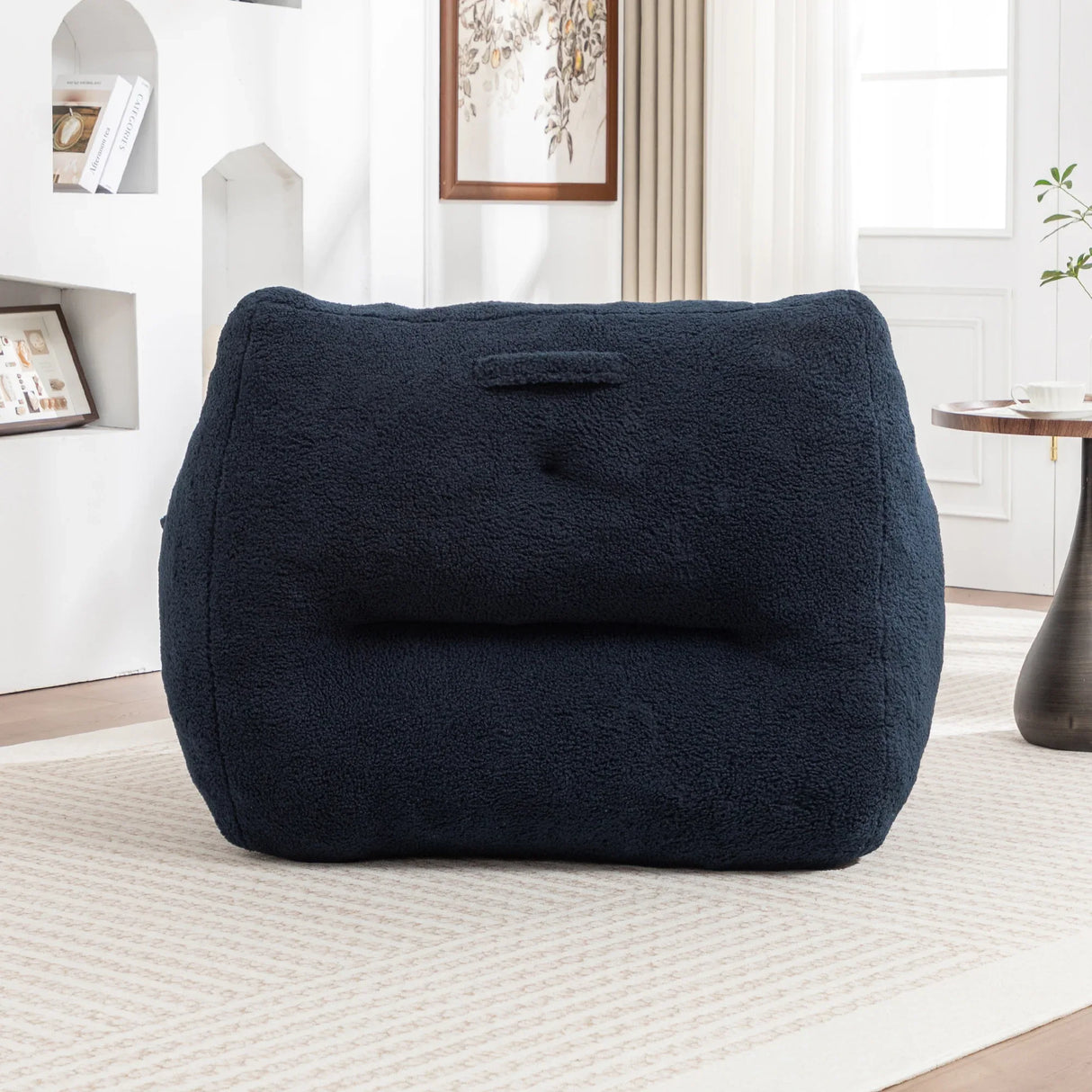High-Density Foam Teddy Bean Bag Chair With Armrests - Omega Lifestyles
