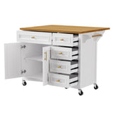 Classic Vintage Embossed White Kitchen Island On Wheels - Omega Lifestyles