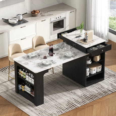 Extendable Dining Table Kitchen Island With Storage - Omega Lifestyles