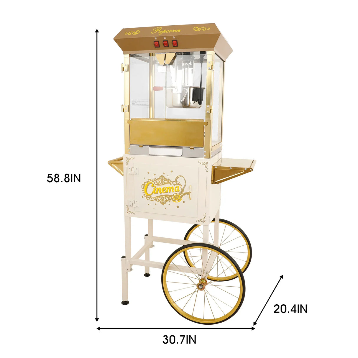 Commercial 16Oz Stainless Steel Popcorn Machine With Cart - Omega Lifestyles