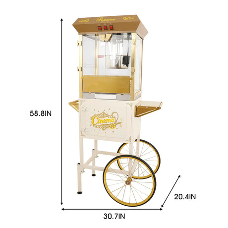 Commercial 16Oz Stainless Steel Popcorn Machine With Cart - Omega Lifestyles
