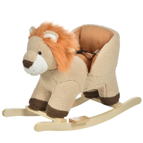 Lion-Themed Plush Baby Rocking Horse With Sound - Omega Lifestyles
