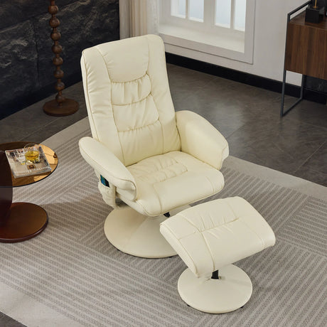 PU Leather Recliner Chair With Ottoman Heated Massage - Omega Lifestyles