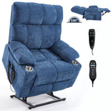 Blue Medium-Firm Power Lift Recliner Chair With Massage - Omega Lifestyles