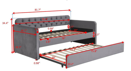 Twin Velvet Upholstered Daybed Frame With Trundle USB - Omega Lifestyles