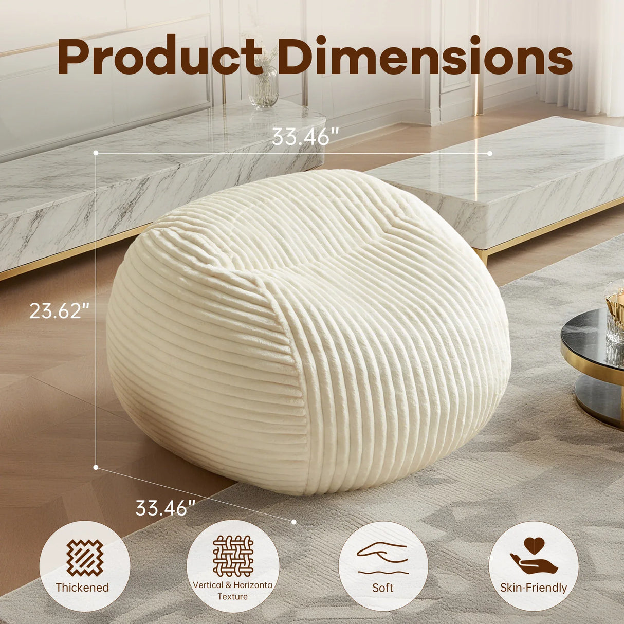 Premium Memory Foam Beige Bean Bag Chair - Omega Lifestyles