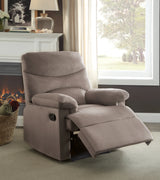 Light Brown Fabric Motion Recliner With Plush Pillow-Top Arms - Omega Lifestyles