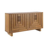 Modern Natural Finish MDF Metal 4-Door Sideboard Cabinet - Omega Lifestyles