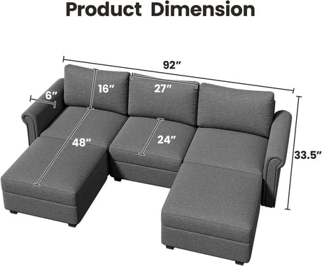 Modern 5-Seat Modular Sectional Sofa With Storage - Omega Lifestyles