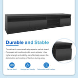 Modern Black Particle Board TV Stand With LED Lighting - Sleep Galleria
