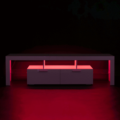 White Particle Board TV Stand With LED Lighting - Sleep Galleria