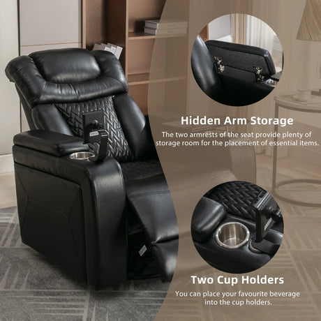 Power Reclining PU Leather Home Theater Recliner Chair - Omega Lifestyles