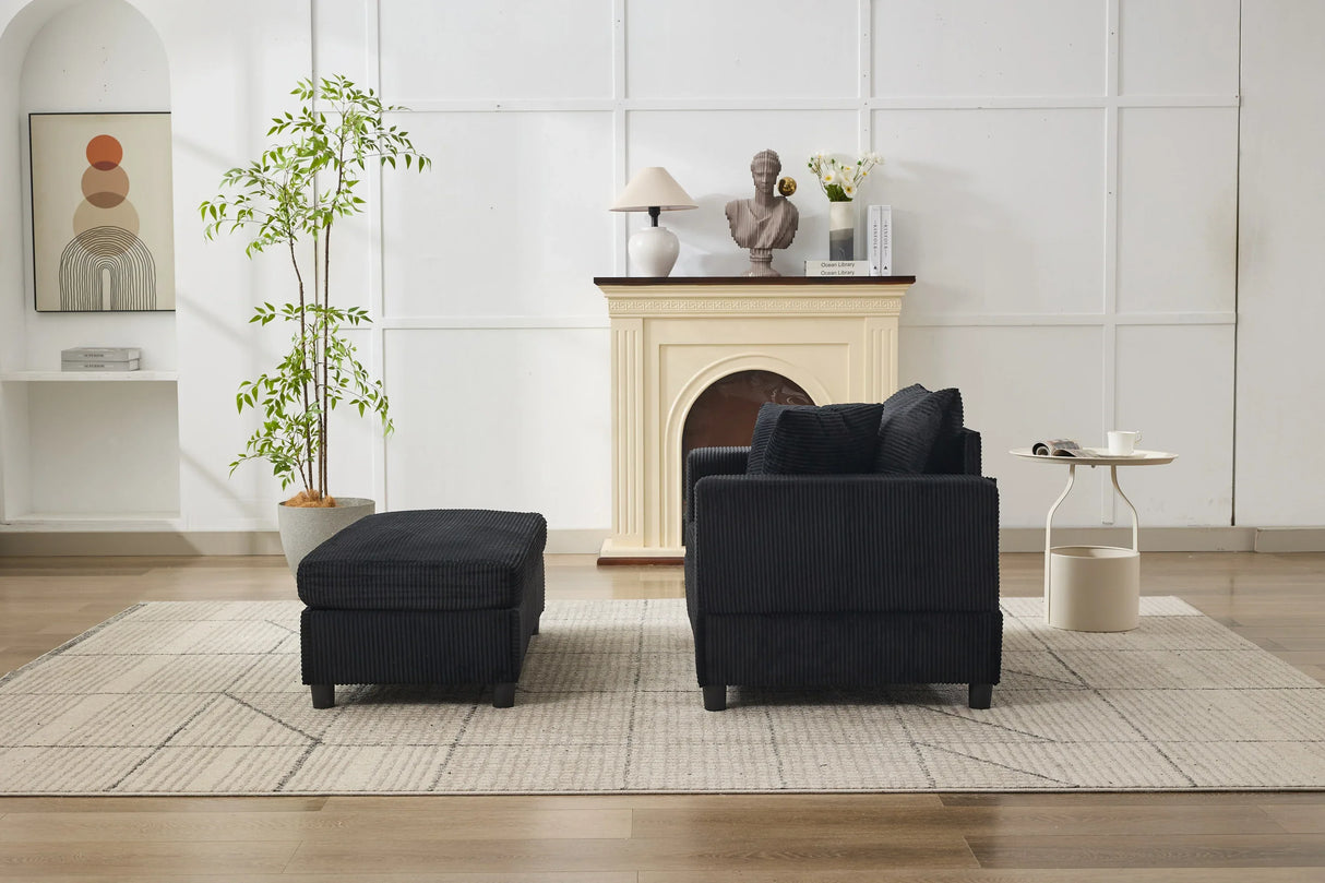 Corduroy Chaise Lounge Chair With Removable Ottoman - Omega Lifestyles