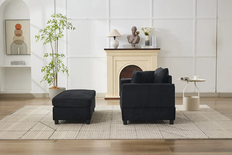 Corduroy Chaise Lounge Chair With Removable Ottoman - Omega Lifestyles